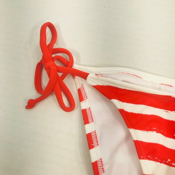 Xhilaration Women's Sz XS 00 Hipster String Bikini Swim Bottom Red White Striped - Picture 10 of 10